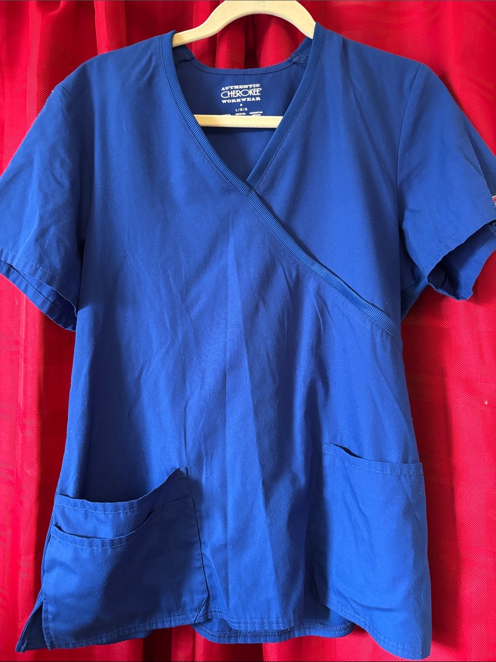 Cherokee Royal Blue Girls' Wrap Front Scrub Top
